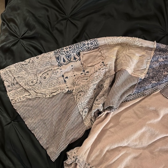 Bohemian Patchwork Top in Beige and Blue - Picture 8 of 15